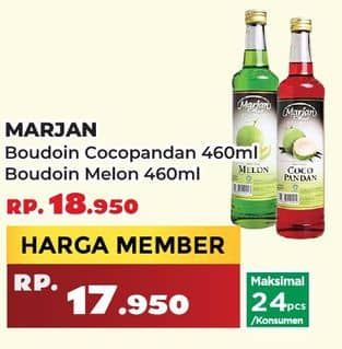 Promo Harga Marjan Syrup Boudoin Cocopandan, Melon 460 ml - Yogya