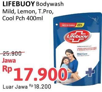 Promo Harga Lifebuoy Body Wash Mild Care, Lemon Fresh, Cool Fresh, Total 10 400 ml - Alfamidi