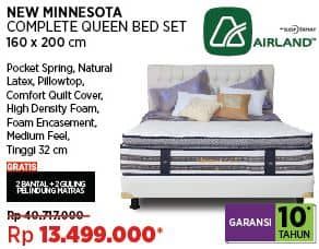 Promo Harga Airland New Minnesota Complete Queen Bed Set 160x200cm  - COURTS