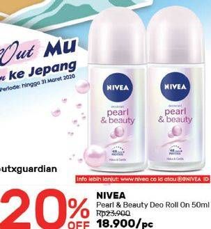 Promo Harga NIVEA Deo Roll On Pearl Beauty 50 ml - Guardian