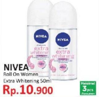 Promo Harga NIVEA Deo Roll On Extra Whitening 50 ml - Indomaret