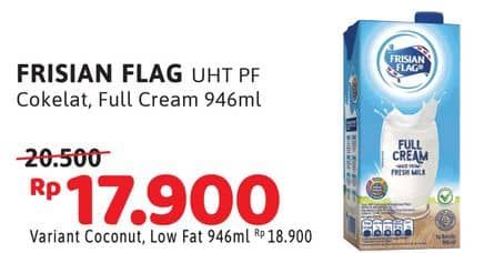 Promo Harga Frisian Flag Susu UHT Purefarm Swiss Chocolate, Full Cream 946 ml - Alfamidi