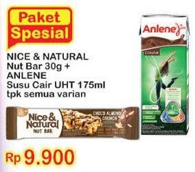 Promo Harga NICE & NATURAL Nut Bar 30g + ANLENE Susu UHT 175ml  - Indomaret