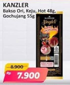 Promo Harga Kanzler Singles Bakso Original, Keju, Gochujang, Hot 48 gr - Alfamart