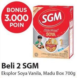 Promo Harga SGM Eksplor Soya 1-5 Susu Pertumbuhan Madu, Vanila per 2 box 700 gr - Alfamart