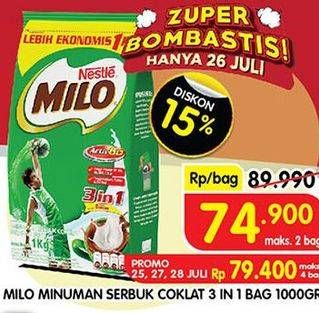 Promo Harga Milo ActivGo 3in1 1000 gr - Superindo