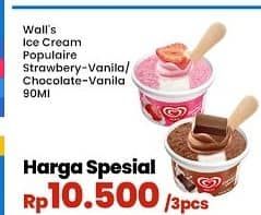 Promo Harga Walls Populaire Strawberry Vanilla, Chocolate Vanilla 90 ml - Indomaret