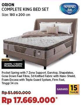 Promo Harga Spring Air Orion Complete King Bed Set 180 X 200 Cm  - COURTS