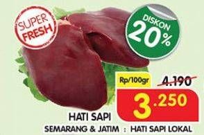 Promo Harga Beef Liver (Hati Sapi) per 100 gr - Superindo