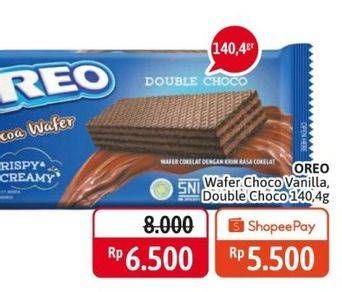 Promo Harga OREO Wafer Choco Vanilla, Double Choco 140 gr - Alfamidi