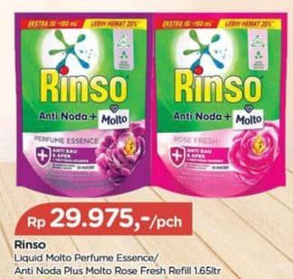 Promo Harga Rinso Liquid Detergent + Molto Purple Perfume Essence, + Molto Pink Rose Fresh 1650 ml - TIP TOP