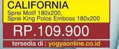 Promo Harga CALIFORNIA Sprei Motif 180 X 200, KING POLOS EMBOSS 180 X 200  - Yogya