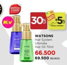 Promo Harga Watsons Hair System Ultimate Hair Oil 70 ml - Watsons