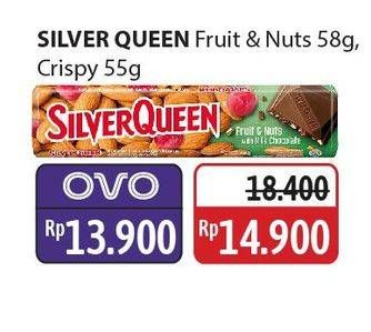Promo Harga Silver Queen Chocolate Crispy, Fruit Nuts 55 gr - Alfamidi
