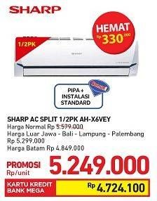 Promo Harga SHARP AH-X6VEY - AC 1/2PK  - Carrefour