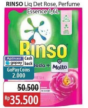 Promo Harga Rinso Liquid Detergent + Molto Pink Rose Fresh, + Molto Purple Perfume Essence 1500 ml - Alfamidi