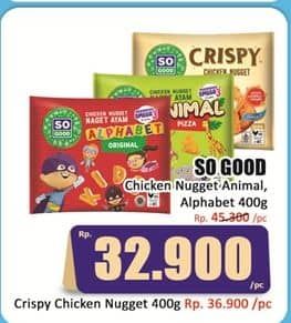 Promo Harga So Good Chicken Nugget Animal, Alphabet 400 gr - Hari Hari