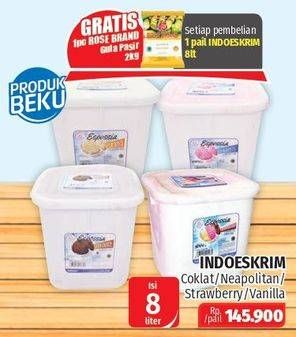 Promo Harga INDOESKRIM Bulk Ice Cream Chocolate, Neapolitan, Strawberry, Vanilla 8000 ml - Lotte Grosir