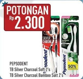 Promo Harga PEPSODENT Sikat Gigi Silver Charcoal/Sikat Gigi Bamboo Salt  - Hypermart