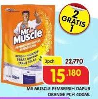 Promo Harga MR MUSCLE Pembersih Dapur Orange per 3 pouch 400 ml - Superindo