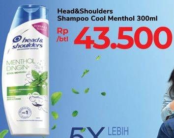 Promo Harga HEAD & SHOULDERS Shampoo Menthol Dingin 300 ml - Carrefour