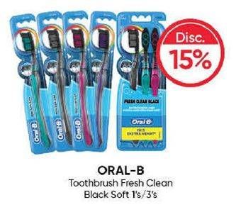 Promo Harga ORAL B Toothbrush Toothbrush All Rounder Fresh Clean Black Soft 1 pcs - Guardian