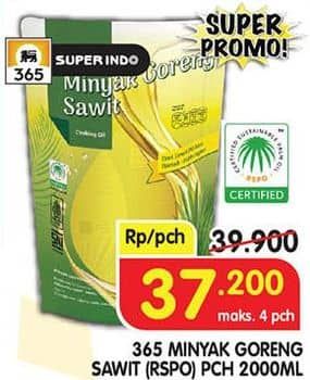 Promo Harga 365 Minyak Goreng Sawit RSPO 2000 ml - Superindo