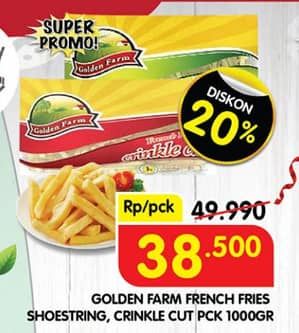 Promo Harga Golden Farm French Fries Shoestring, Crinkle 1000 gr - Superindo