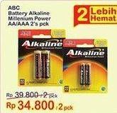 Promo Harga ABC Battery Alkaline LR03/AAA, LR6/AA 2 pcs - Indomaret