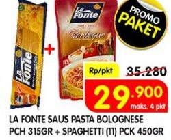 Promo Harga LA FONTE Saus Pasta Bolognese 315 g + Spaghetti (11) 450 g  - Superindo