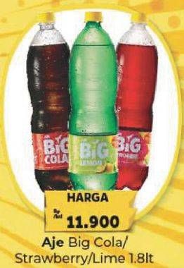 Promo Harga Aje Big Cola Minuman Soda Lime, Strawberry, Cola 1500 ml - Carrefour