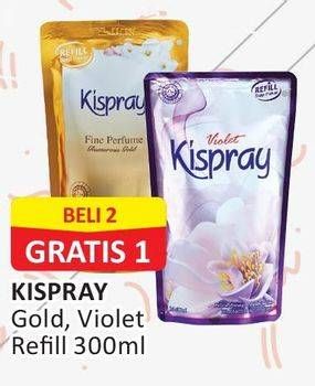 Promo Harga KISPRAY Pelicin Pakaian Gold, Violet 300 ml - Alfamart