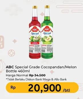 Promo Harga ABC Syrup Special Grade Melon, Coco Pandan 485 ml - Carrefour