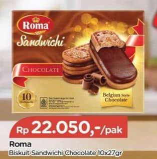 Promo Harga Roma Sandwich Chocolate per 10 pcs 27 gr - TIP TOP