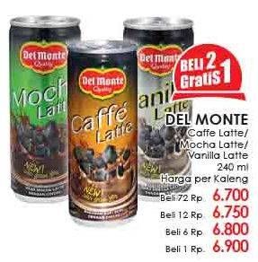 Promo Harga Del Monte Latte Caffe Latte, Mocha Latte, Vanilla Latte 240 ml - Lotte Grosir