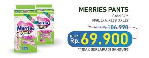 Promo Harga Merries Pants Good Skin M50, L44, XL38, XXL28 28 pcs - Hypermart