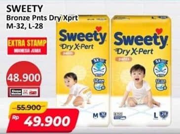 Promo Harga Sweety Bronze Pants Dry X-Pert M32, L28 28 pcs - Alfamart