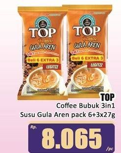 Top Coffee Bubuk 3 in 1, Susu Gula Aren Pack 6+3x27g