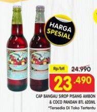 Promo Harga Cap Bangau Syrup Pisang Ambon, Cocopandan 620 ml - Superindo