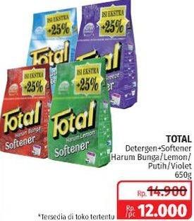 Promo Harga TOTAL Detergent Softener Harum Bunga, Harum Lemon, Putih, Violet Breeze 650 gr - Lotte Grosir