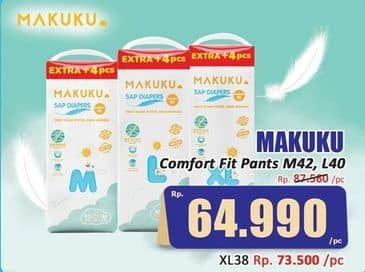 Promo Harga Makuku Comfort Fit Diapers Pants M42+4, L40+4 44 pcs - Hari Hari