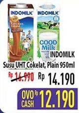 Promo Harga INDOMILK Susu UHT Cokelat, Full Cream Plain 950 ml - Hypermart