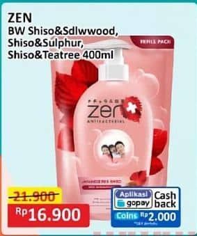 Promo Harga ZEN Anti Bacterial Body Wash Shiso Sandalwood, Shiso Sulphur, Shiso Tea Tree 400 ml - Alfamart