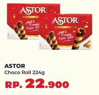 Promo Harga Astor Wafer Roll Chocolate, Double Chocolate, Single 224 gr - Yogya