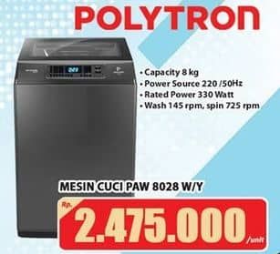 Promo Harga Polytron PAW 8028 Mesin Cuci 1 Tabung 8kg  - Hari Hari