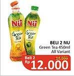 Promo Harga NU Green Tea All Variants per 2 botol 450 ml - Alfamidi