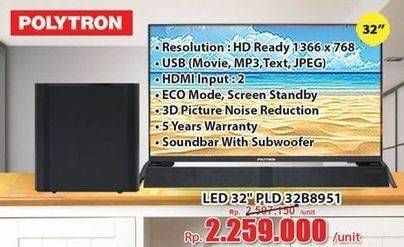 Promo Harga POLYTRON PLD 32B8951 | LED TV 32 inchi  - Hari Hari