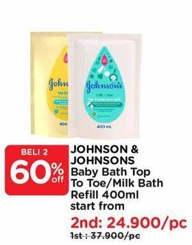Promo Harga JOHNSONS Baby Wash Top To Toe / Milk Bath 400ml  - Watsons