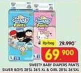 Promo Harga Sweety Baby Diapers Pants Silver Boy/Girl L28 & XL26  - Superindo