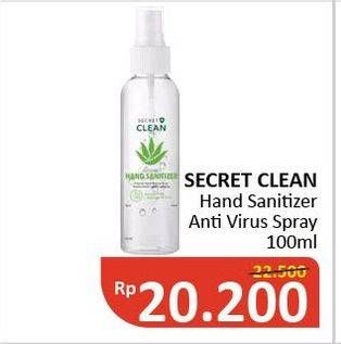 Promo Harga SECRET CLEAN Hand Sanitizer Anti Virus Spray 100 ml - Alfamidi